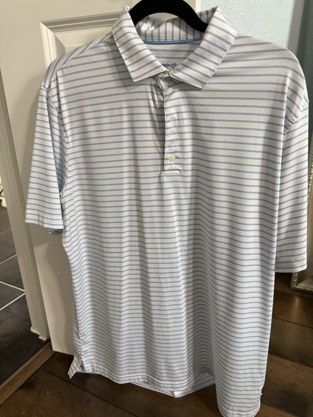 Light Blue Striped Polo Shirt - Classic Men’s Performance Polo